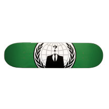 We Are Anonymous Green and Black Flag Skate Board