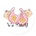 We Match Peeking Twins with Bibs 2 Girls stickers
