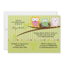 We three owl family neutral baby shower invitation