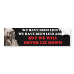 WE WILL NEVER LIE DOWN bumper stickers