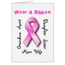 Wear A Ribbon Mum, Grandma, Sister, Cancer Card