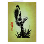 Weasel & Bamboo Retro Japanese Calligraphy Card