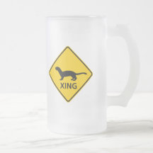 Weasel / Ferret Crossing Highway Sign Coffee Mug