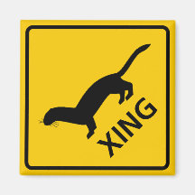 Weasel / Ferret Crossing Highway Sign Magnet