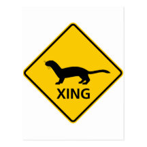 Weasel / Ferret Crossing Highway Sign Postcard