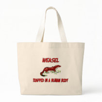 Weasel trapped in a human body tote bag