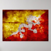 Weathered Bhutanese Flag Print