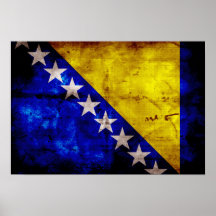 Weathered Bosnia Flag Print