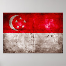 Weathered Singapore Flag Poster