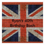 Weathered Union Jack on brick wall Personalized Announcements