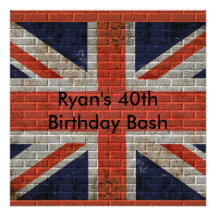 Weathered Union Jack on brick wall Personalized Announcements