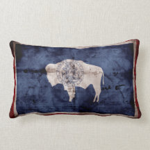 Weathered Wyoming Flag Pillow
