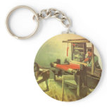 Weaver Facing Left Spinning Wheel Vincent van Gogh keychains