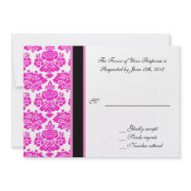 wedding acceptance card, pink damask custom invitations