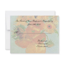 wedding acceptance card, van gogh sunflowers invitations