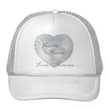 Wedding Angelic Wings Pearly Hearts Cap-Cust. Mesh Hats