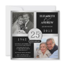 Wedding Anniversary - Then & Now Photo Invitations