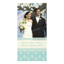 Wedding Announcement Photo Card Cream and Aqua