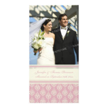 Wedding Announcement Photo Card Cream and Pink