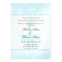 Wedding Aqua Blue Antique Damask Chandelier Custom Invite