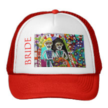 Wedding - Bachelorette Hat - Red Mexican Couple