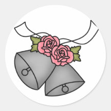 Wedding Bells Pink Roses Sticker