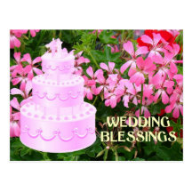 Wedding blessing, cake and flowers post cards