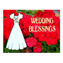 Wedding blessings, dress and flowers post cards