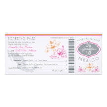 Wedding Boarding Pass to Mexico Custom Invite