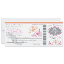 Wedding Boarding Pass to Mexico Custom Invite