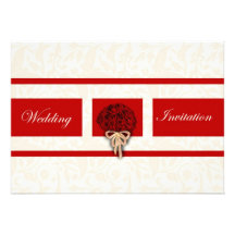 Wedding Bouquet Red Roses Wedding Invitation