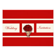 Wedding Bouquet Red Roses Wedding Invitation