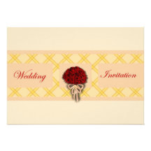 Wedding Bouquet Red Roses Wedding Invitation