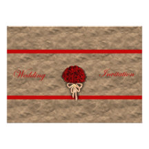 Wedding Bouquet Red Roses Wedding Invitation