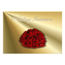 Wedding Bouquet Red Roses Wedding Invitation