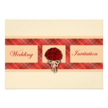 Wedding Bouquet Red Roses Wedding Invitation