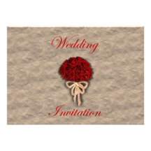 Wedding Bouquet Red Roses Wedding Invitation