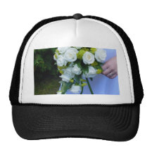 Wedding Bouquet White Roses Mesh Hats