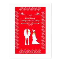 Wedding Bridal card with couple man woman Design e Postcards