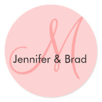 Wedding Bride Groom Names Pink Monogram Sticker