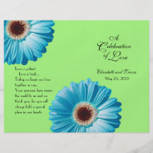 Wedding Bright Blue Daisy Program Custom Flyer