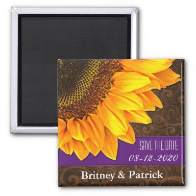Wedding Brown Sunflower Save the Date Magnets by natureprints