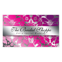 Wedding Business Card Damask Floral Silver PP