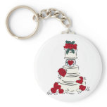 Wedding Cake Red Flowers keychains
