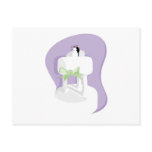 Wedding Cake with Lavender Background and Green Bo postcards