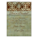Wedding Cards Damask Brown Green Vintage