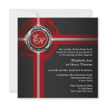 Wedding Ceremony Invitation Black Red Embossed