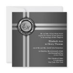 Wedding Ceremony Invitation Grey Silver Embossed