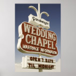 Wedding Chapel Retro Neon Sign posters