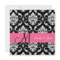 Wedding Damask Monogram Names Pink Invitation